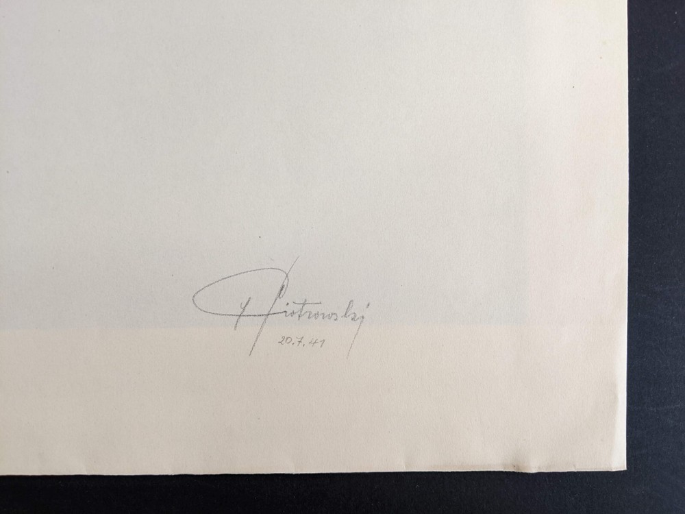 Helmut Piotrowski (PIO), Self Portrait with Cigarette, Signed, Dated, 1941