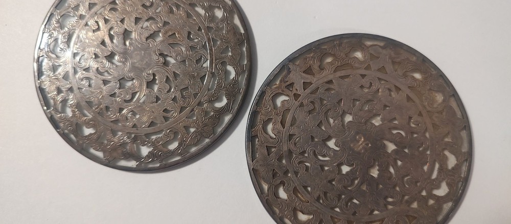 Vintage Webster EPCA Silver Plate and Glass Coasters