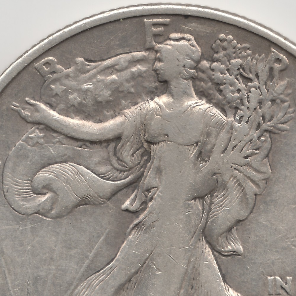 1928 S Walking Liberty Half Dollar, VF+-XF