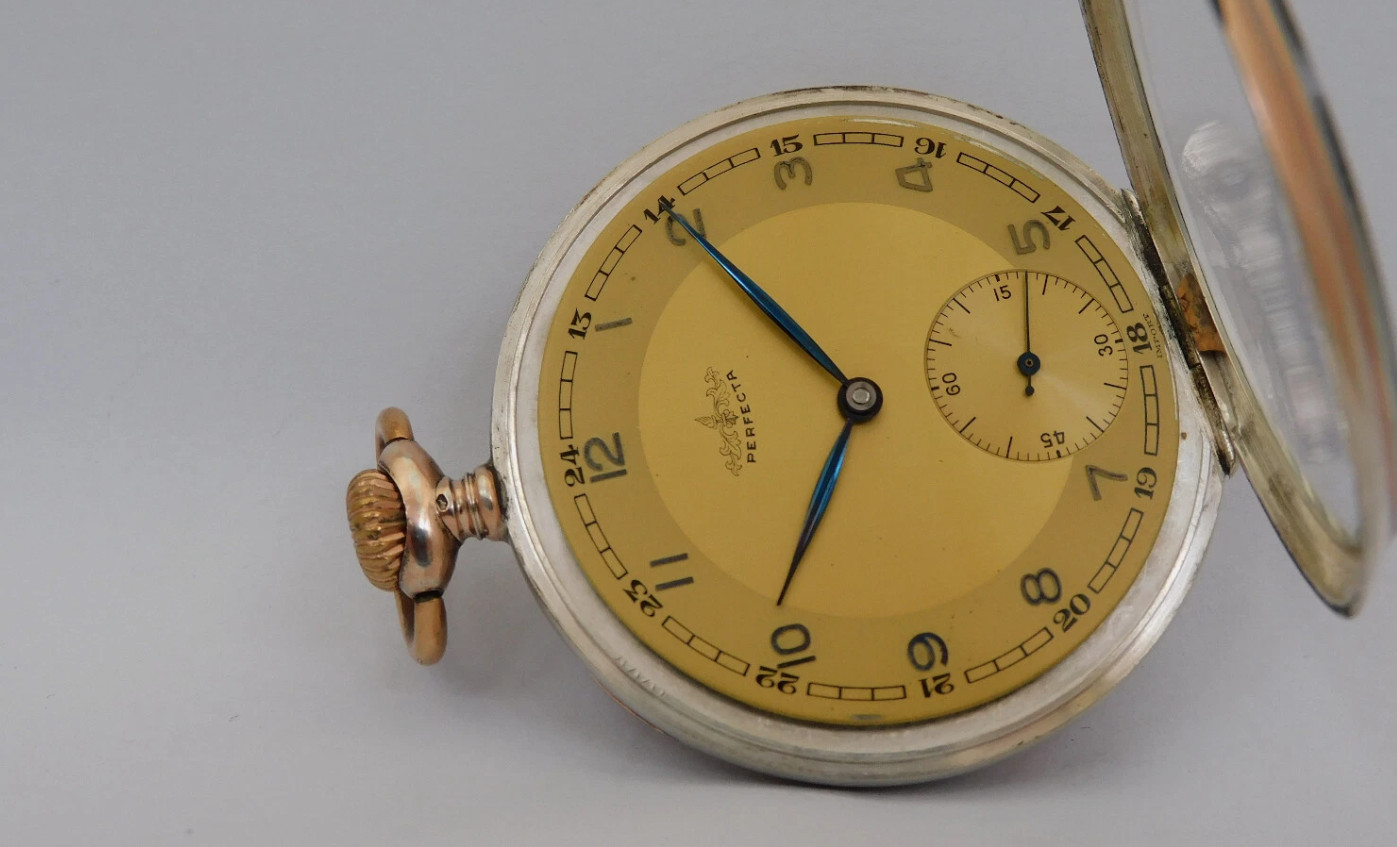 Working pocket watch silver PERFECTA silver pocket watch working C111