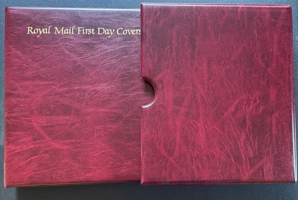 Royal Mail First Day Cover Album With Slip Case and 15 no.4-Pocket Leaves. Used.