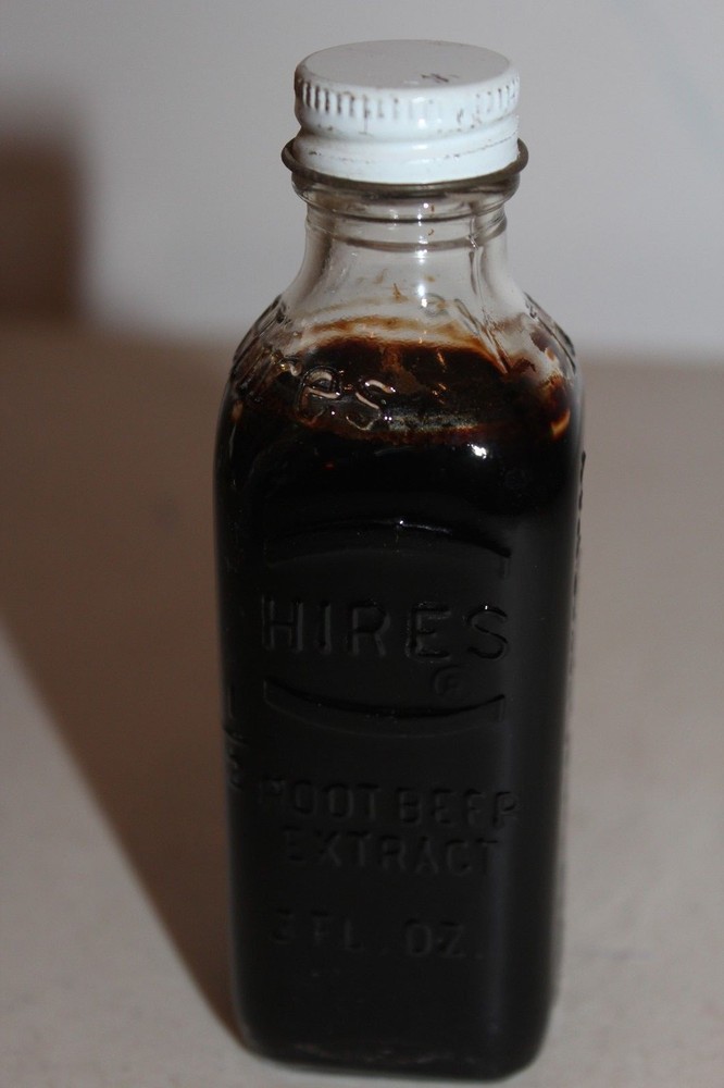 Vintage HIRES ROOT BEER Extract 3 oz Bottle - Almost Full! L#252