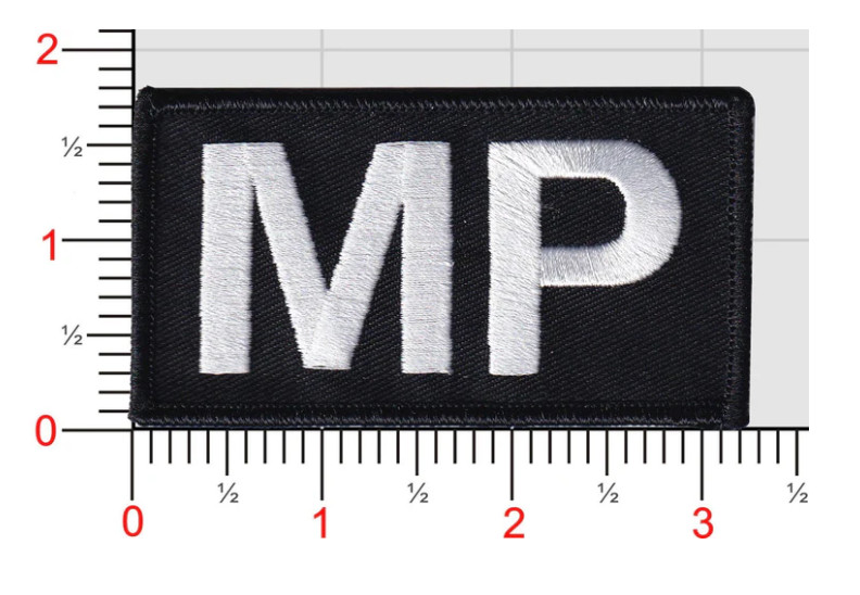 MILITARY MP BLACK AND WHITE EMBROIDERED PATCH HOOK & LOOP