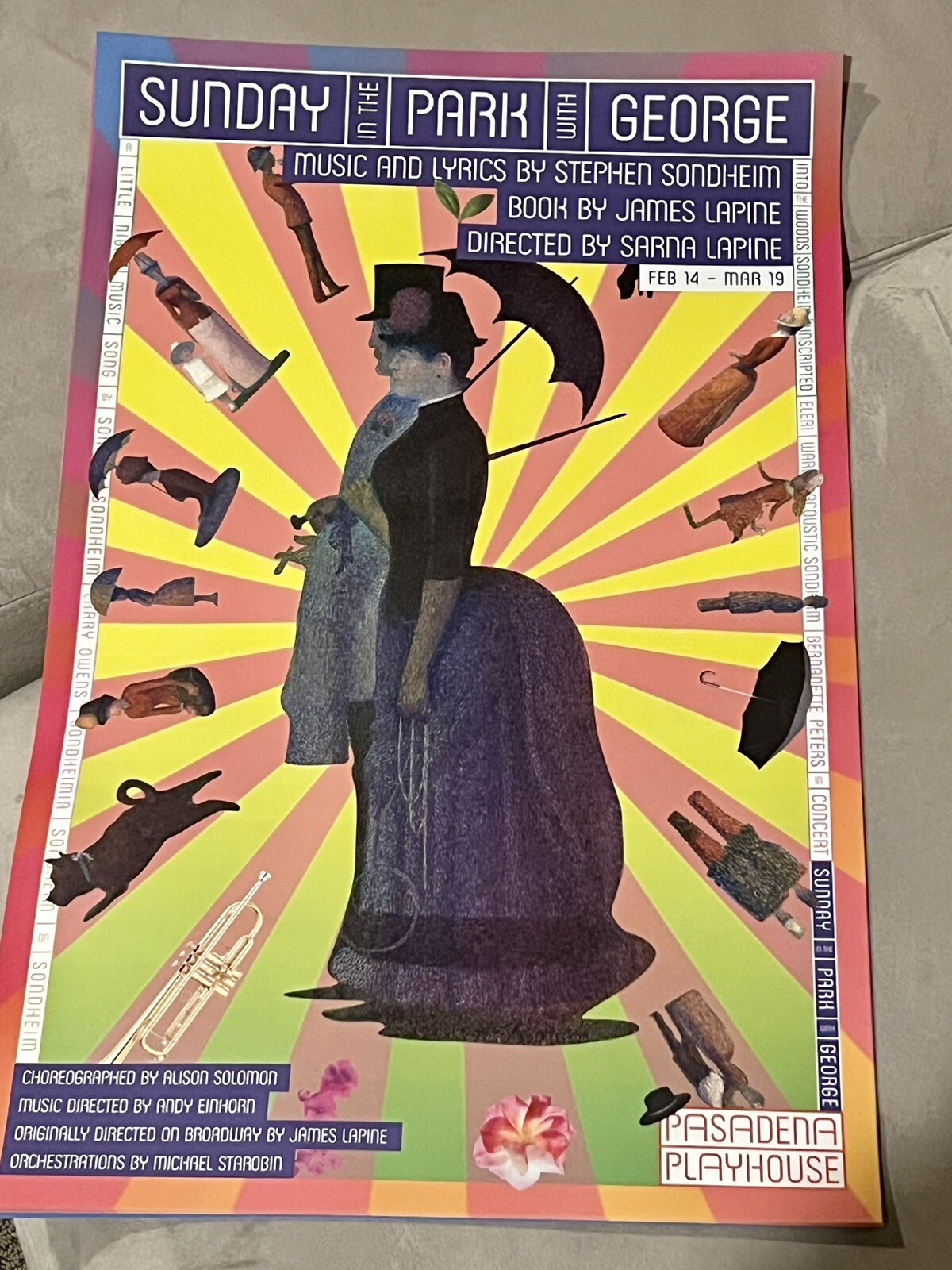 SUNDAY IN THE PARK WITH GEORGE Sondheim 14 x 22 Pasadena Broadway Window Card