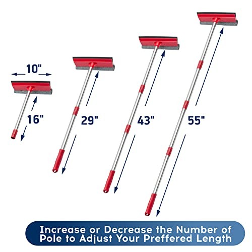 Window Squeegee, 2-in-1 Window Cleaner with 55" Multi-Section Squeegee