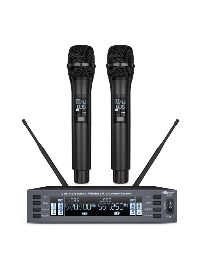HIBERR UHF Wireless Microphone System 2 Channel YU-E20H - 2 Mics - NIB
