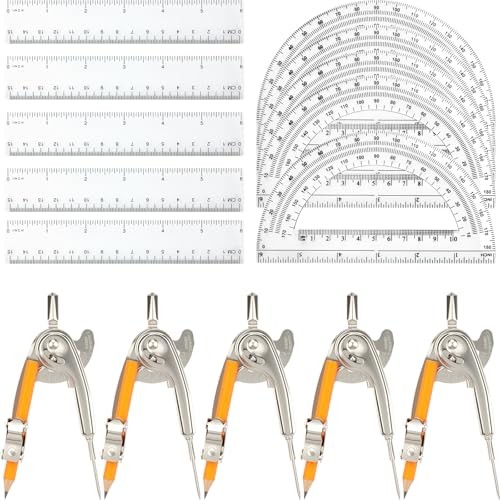 Pieces Geometry Math Set Compass for Geometry Math Compass and Protractor 20