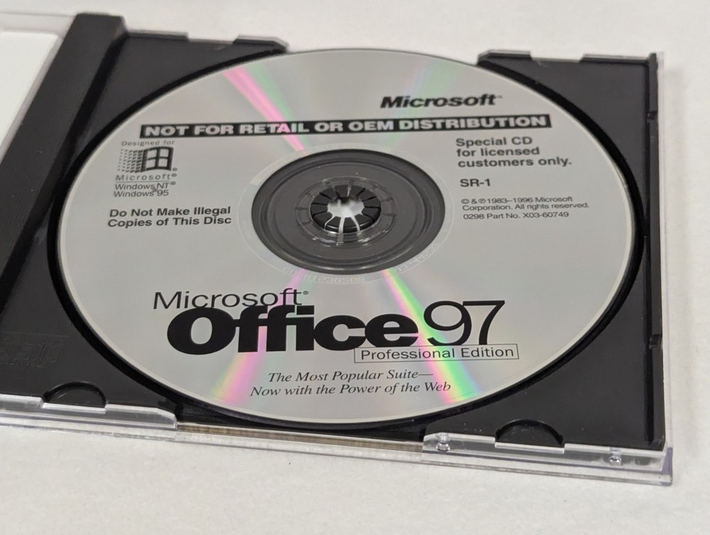 Microsoft Office 97 Professional Edition install CD with product key