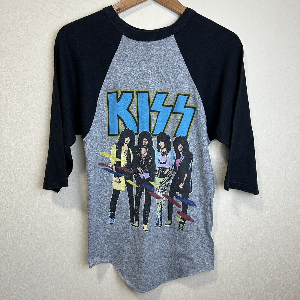 Vintage KISS Raglan Asylum Band Shirt Medium 80s Baseball Tee
