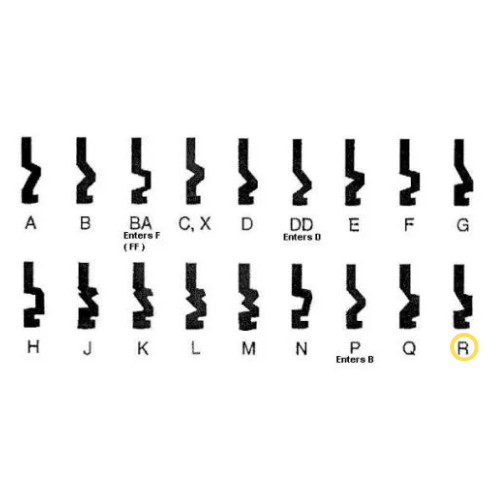 BEST Original 1A1R1 (R Keyway) 7 Pin Code Cut Key You Send Us Your Bitting Code