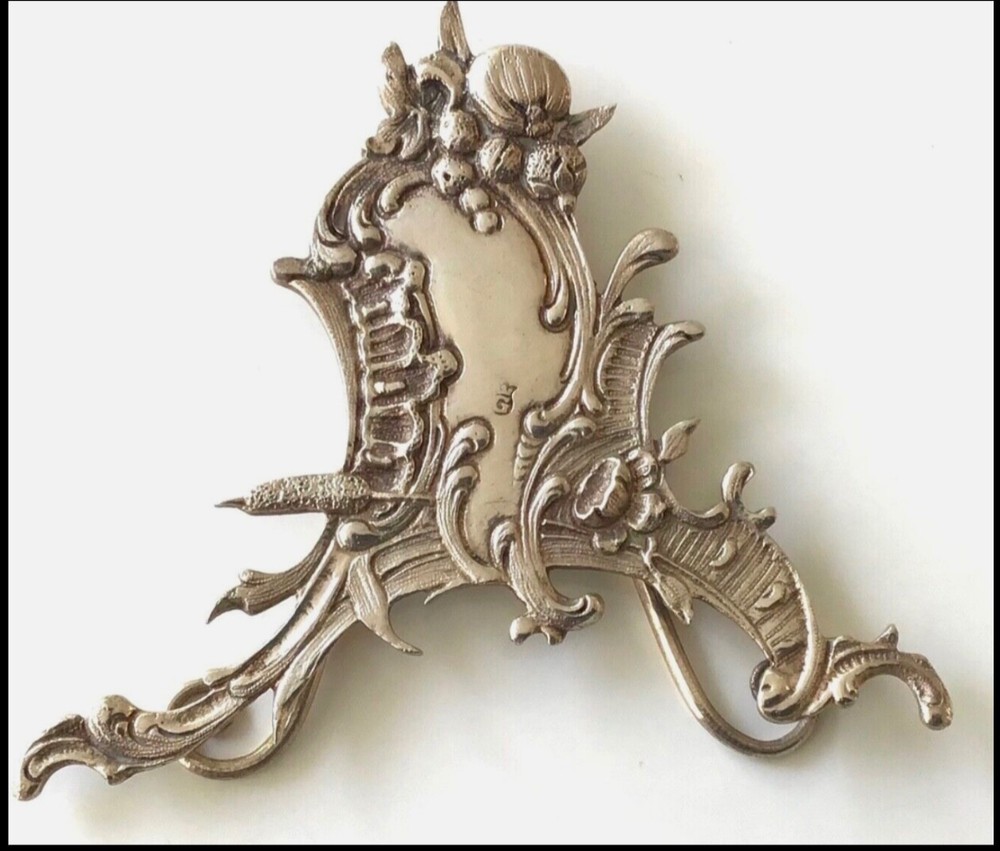 silver German solid silver card menu or name Holder Rococo 10/PS