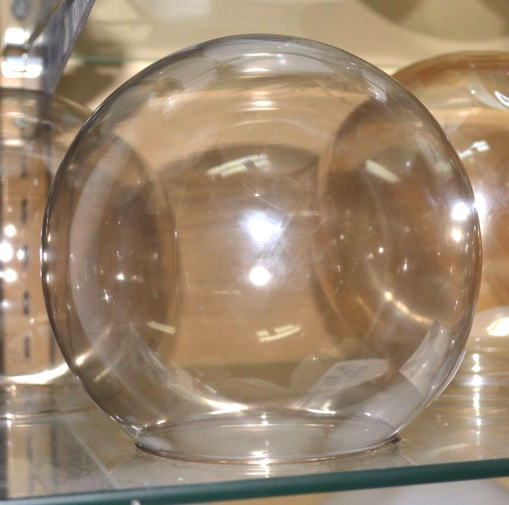 6" x 3" Fitter CLEAR SMOKE GLASS BALL GLoBe GlaSsWaRe NECKLESS NEW 9112-065