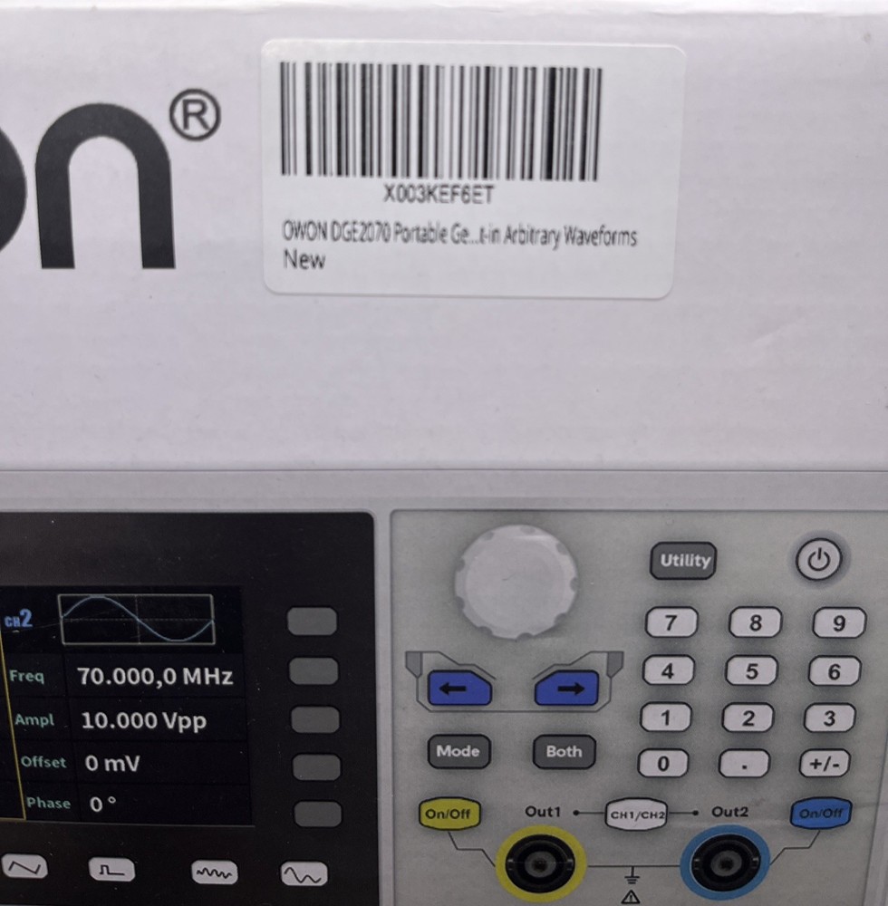 OWON DGE2070 70MHz Waveform Generator 300MSa/s 2CH Function Generator. NEW