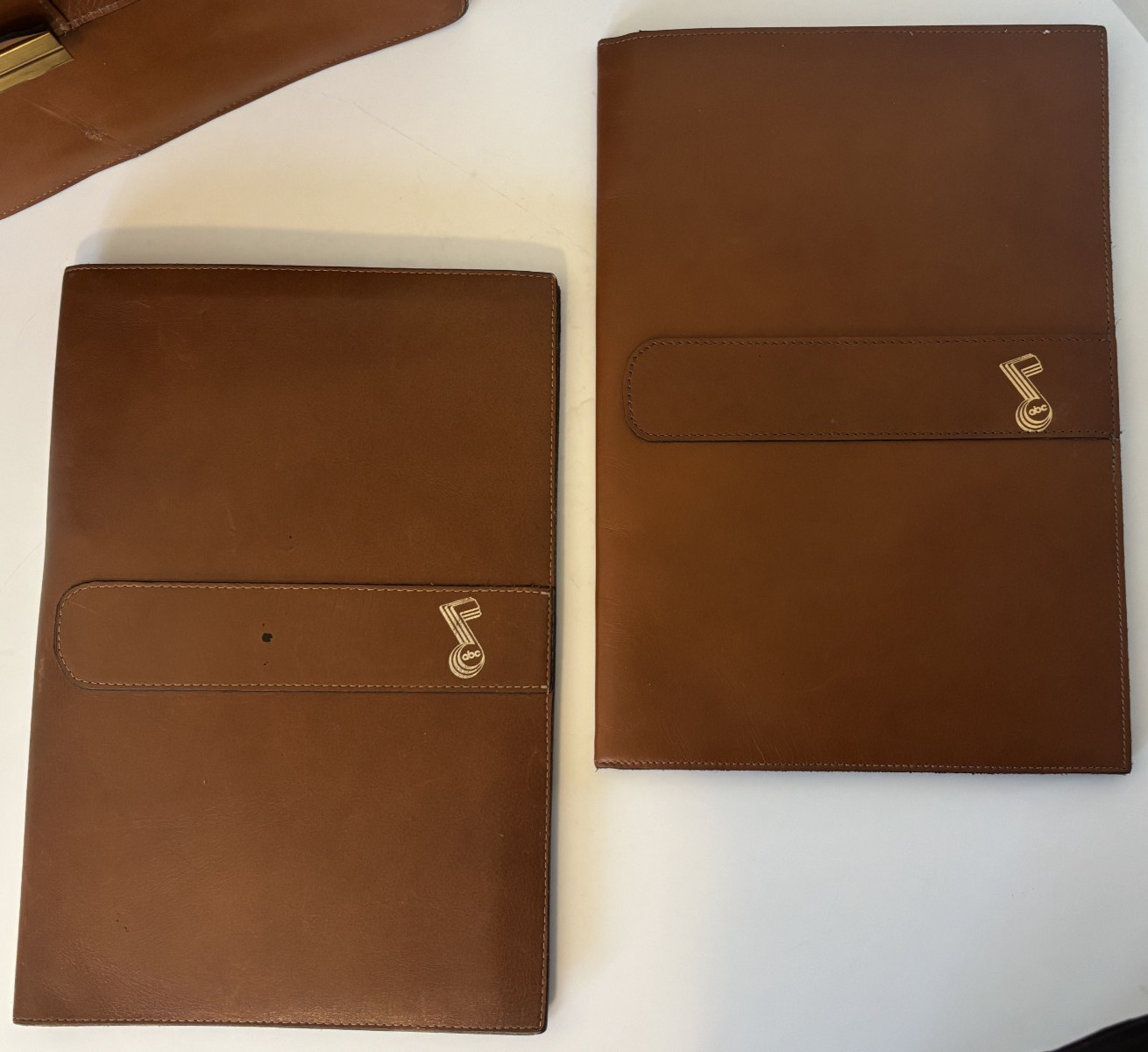 Leather Executive Briefcase w/ Padfolios + Metal Calculator Sleeve Vintage ABC