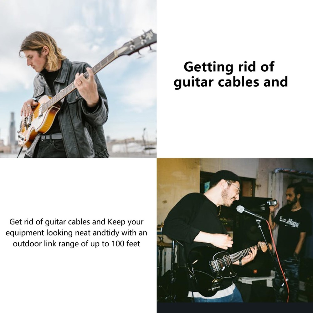 Wireless Guitar System 2.4GHz 2 Modes, Thumb-Size, 250° Rotatable, Wireless