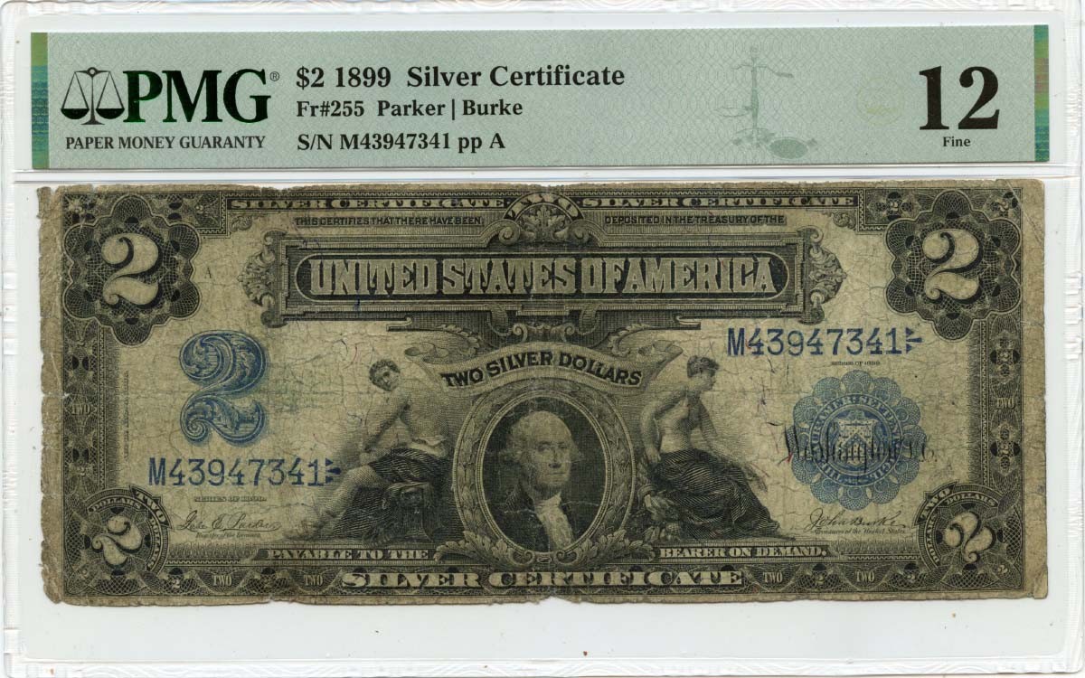 1899 $2 Silver Certificate FR#255 PMG F12 Mini Porthole