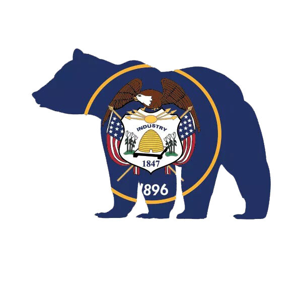 Utah State Shaped Bear Flag Sticker