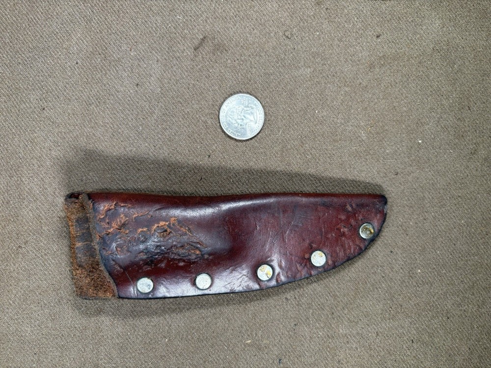Antique File Knife With Sheath Multicolored Handle