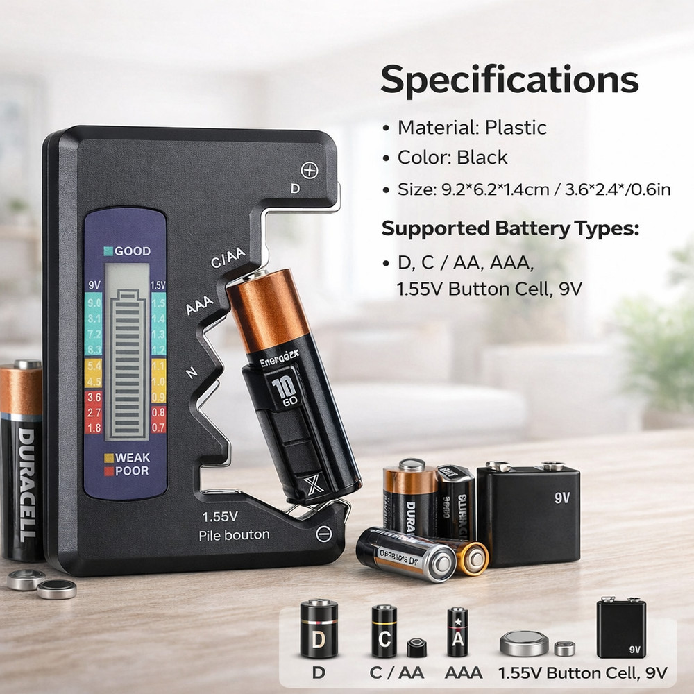 Digital LCD Battery Tester Universal Volt Checker AAA AA C D 9V & Button Cell