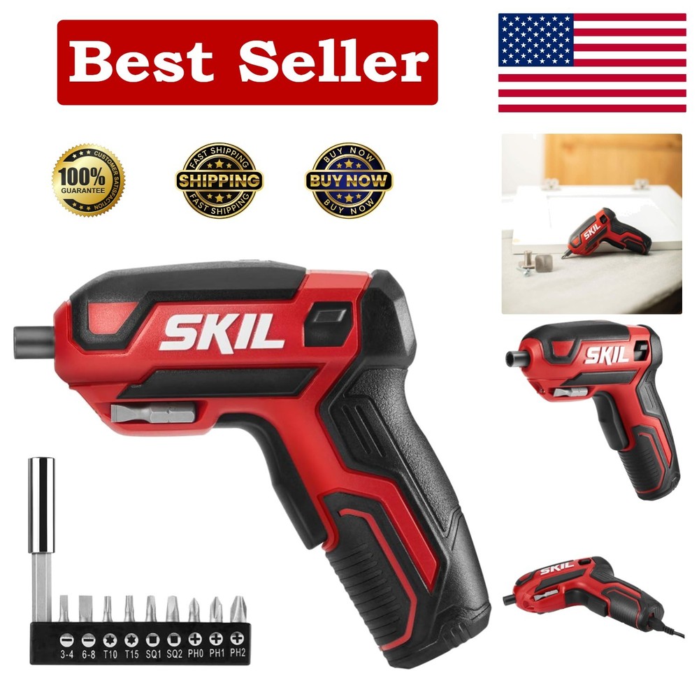 Compact 4V Cordless Screwdriver - 220 RPM, Ergonomic Trigger & Powerful Torque