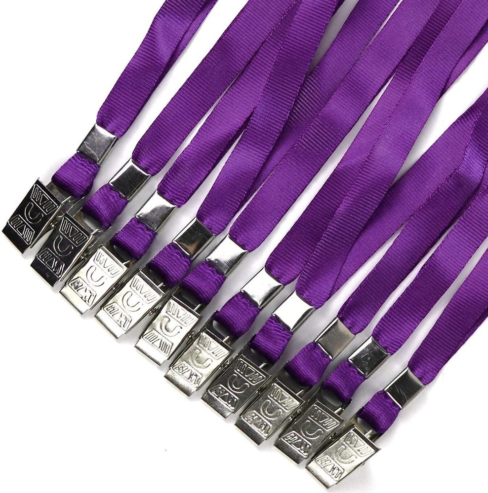 Affordable 3/8" Purple Flat Lanyards - Comfortable and Durable 100 Pack