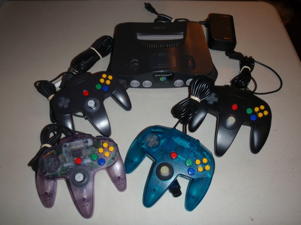 NINTENDO 64 N64 SYSTEM WITH 4 CONTROLLERS TESTED