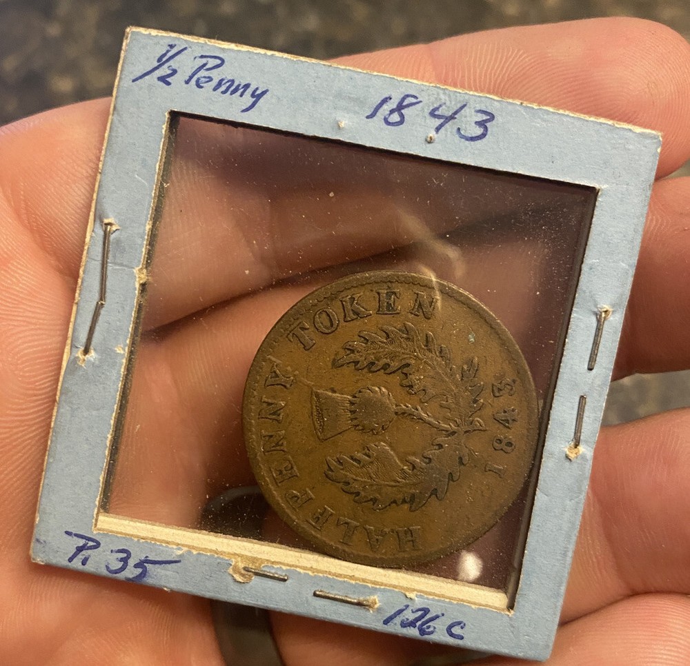 1843 Canada Nova Scotia Half Penny Token