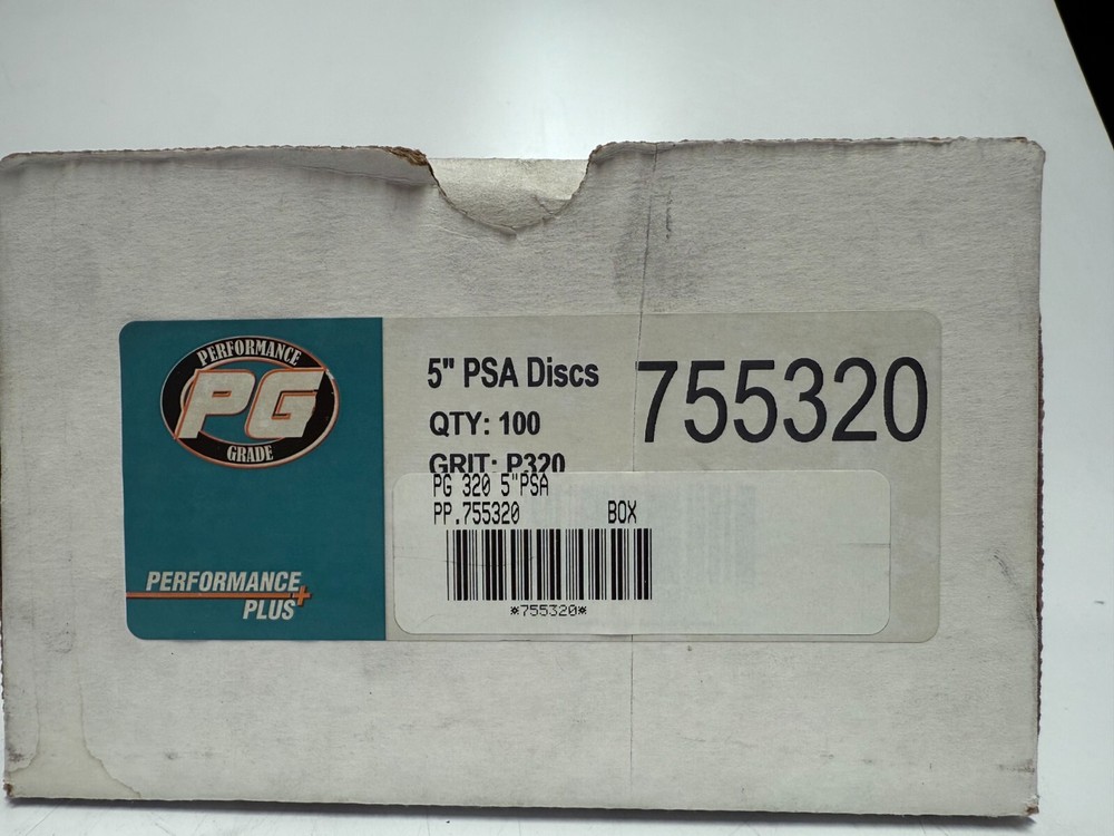 PERFORMANCE PLUS 755320, PG 5" PSA DISCS, 320 GRIT, 100 DISC PER BOX, NEW