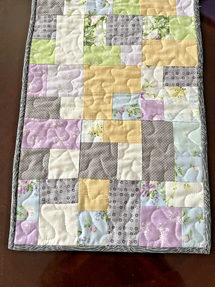 Hand Made Quilted Table Runner/ Topper~ 12" x 38" ~ Multicolored Patchwork