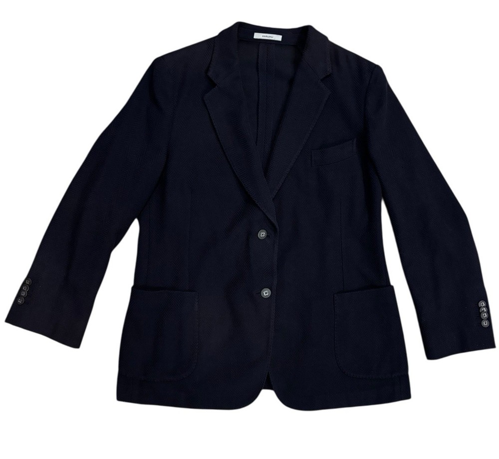 Boglioli K Jacket Unstructured Blazer Blue Herringbone Women’s EU 50 /US 40