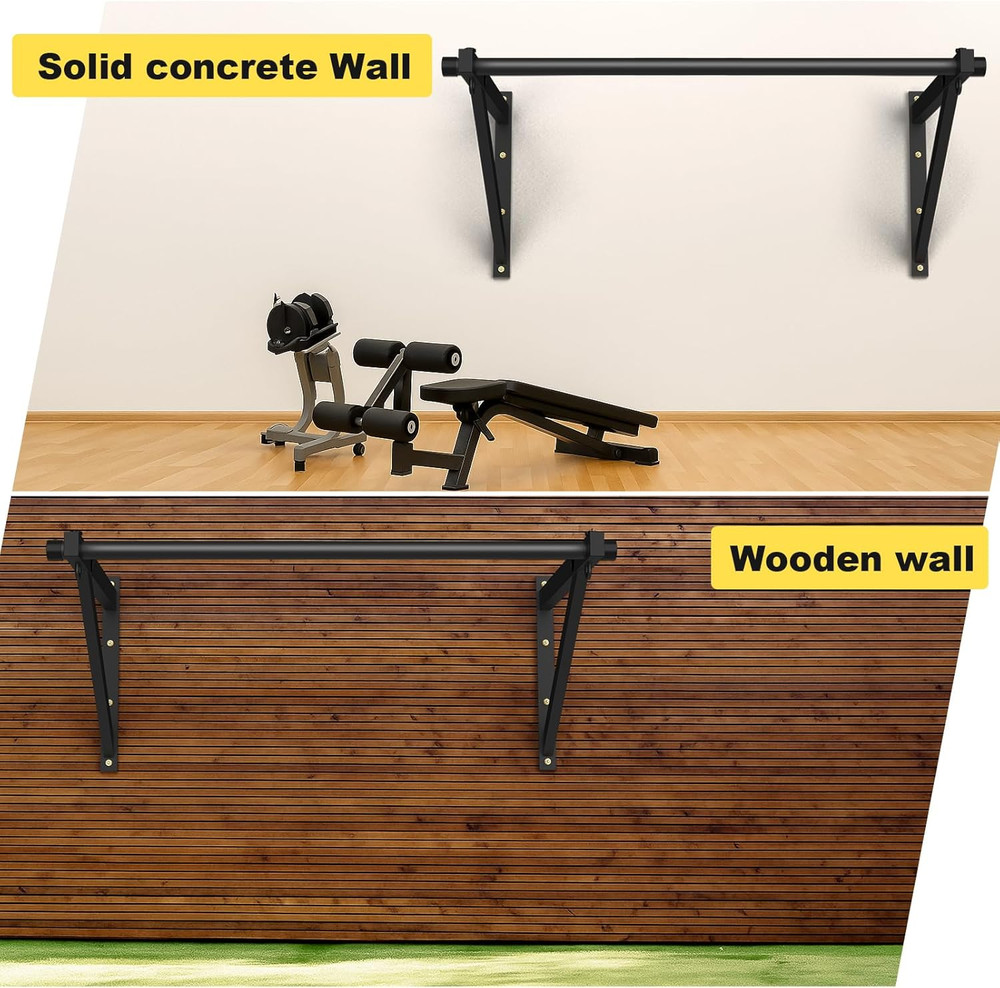 Pull up Bar Wall Mounted, Adjustable Depth 51" Chin up Bar, Strength Training Pu