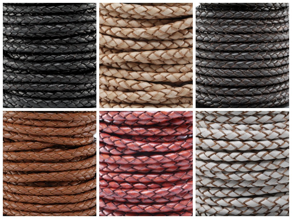 Premium Genuine Round Bolo Braided Leather Cord String Rope Lace 4MM 5/32"
