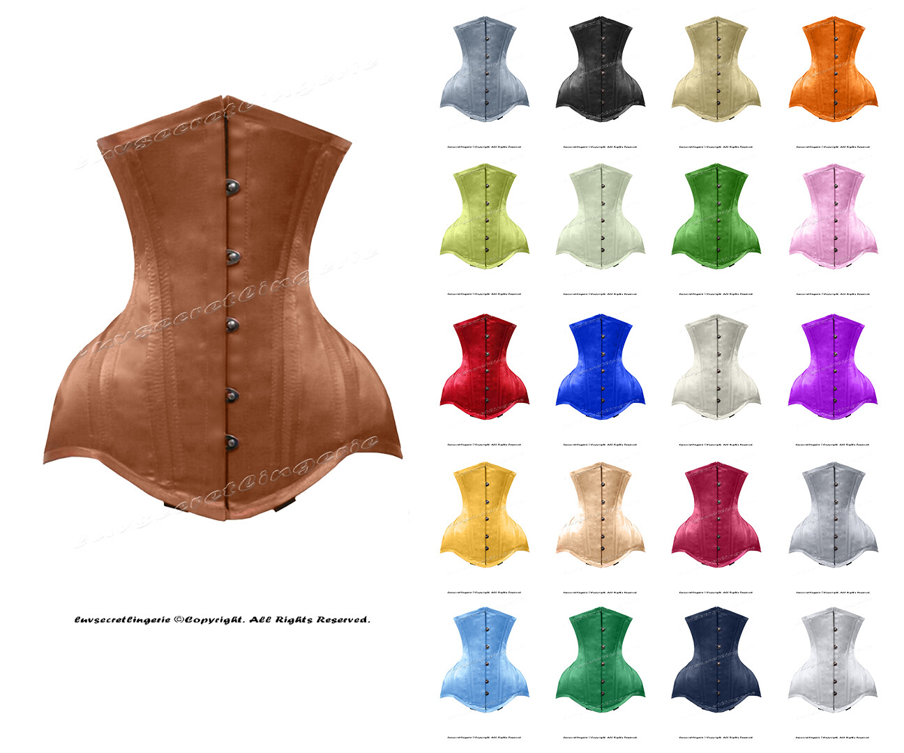 Heavy Duty 26 Double Steel Boned Waist Training Satin Underbust Corset #8862-OT
