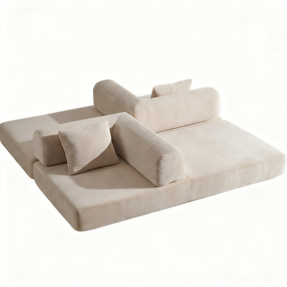 Compression Sofa,Convertible Floor Sofa Bed-with Pillow Back Support Armrest,Co