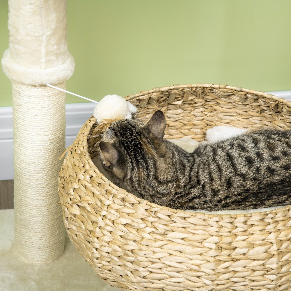 28" Elevated Cat Bed with Sisal Scratching Post