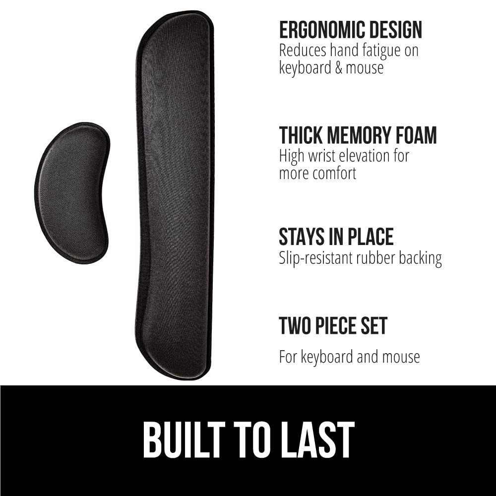 GORILLA GRIP Silky Memory Foam Wrist Rest for Computer Keyboard, Mouse, Ergonomi