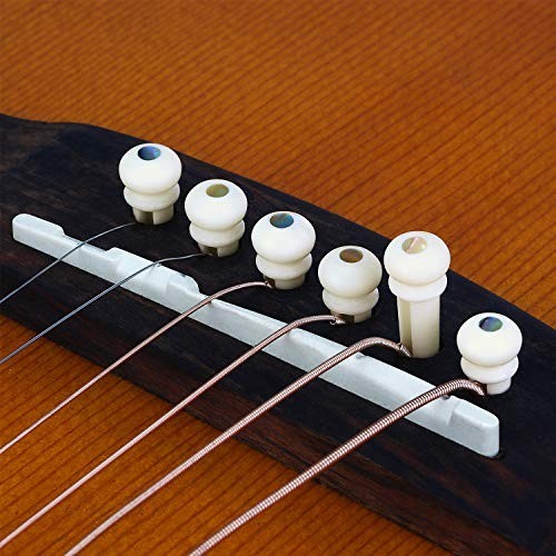 6PCS White Bone Acoustic Guitar Bridge Pins with Abalone Dot & Puller Tool