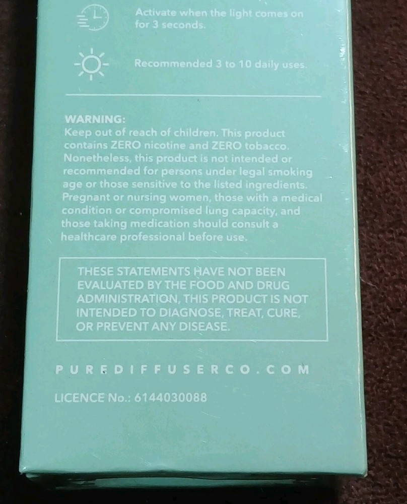 PURE Cool Mint Frost Caffeine Diffuser NEW