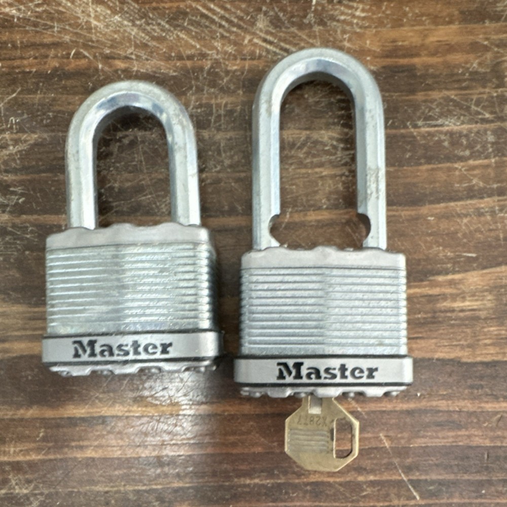 2 large master locks with one key fits both