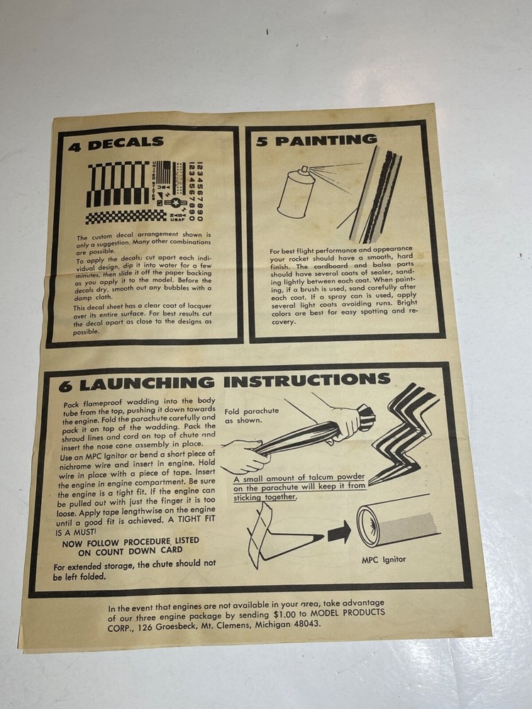 MPC Flying Model Rocket Icarus-C Instructions VG Shape Estes
