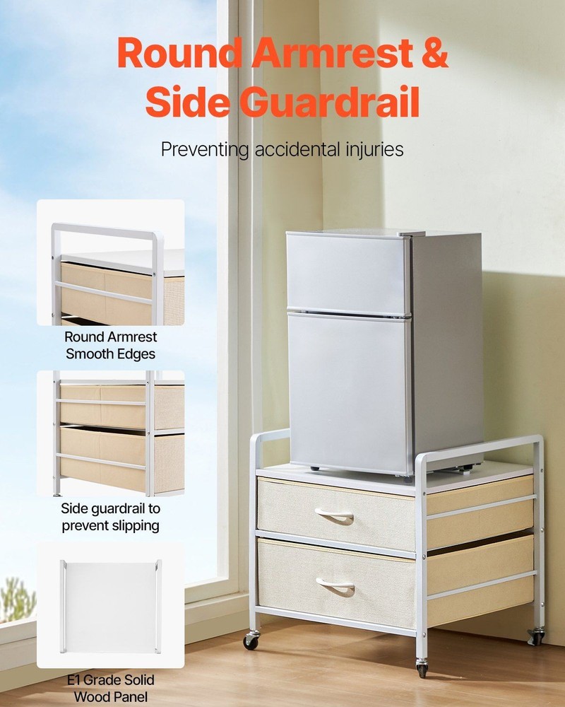 Portable 176lb Mini Fridge Base with 2 Large Drawers & Quiet Rollers
