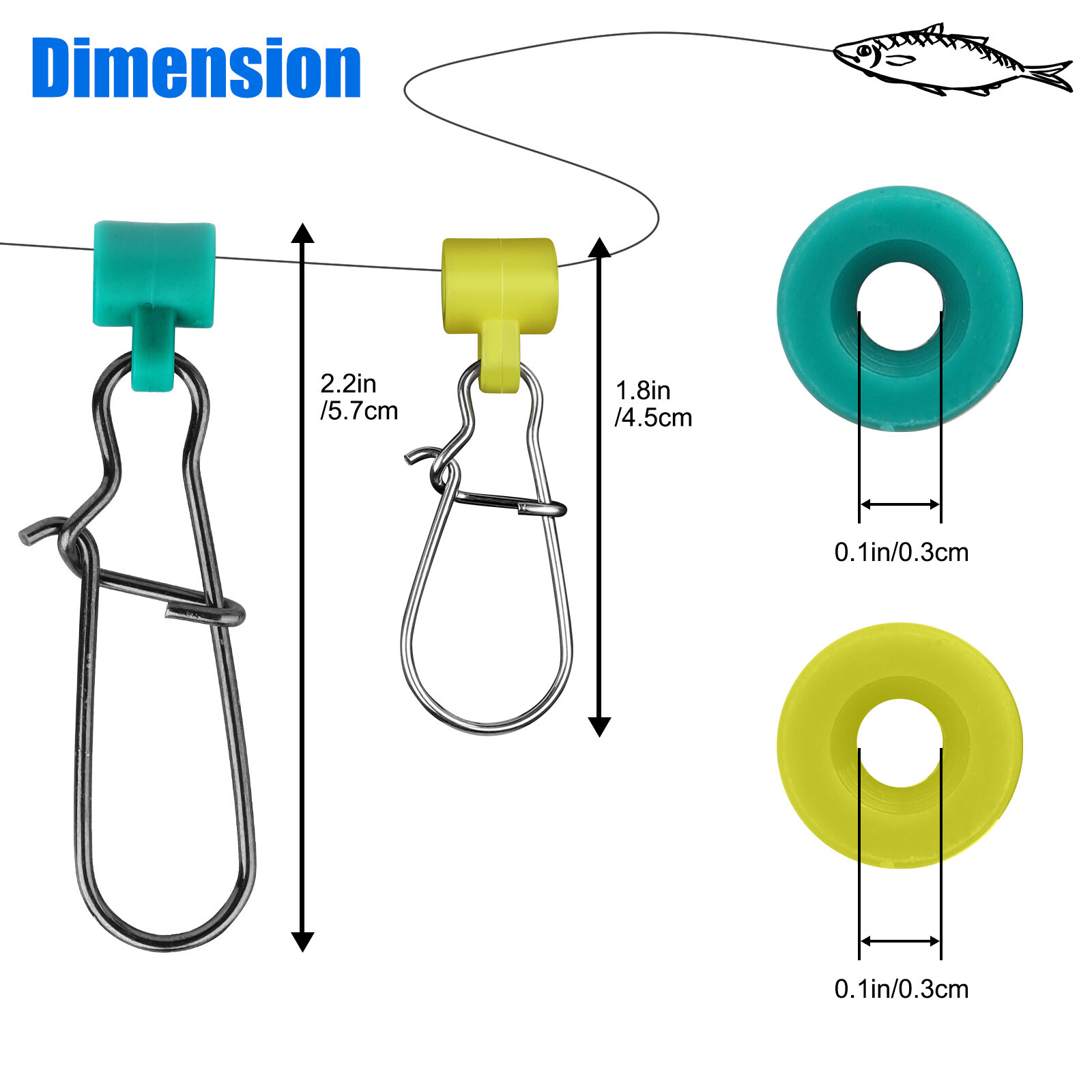 100/50X Heavy Duty Fishing Sinker Slide Stainless Steel Fish Line Finder Slider