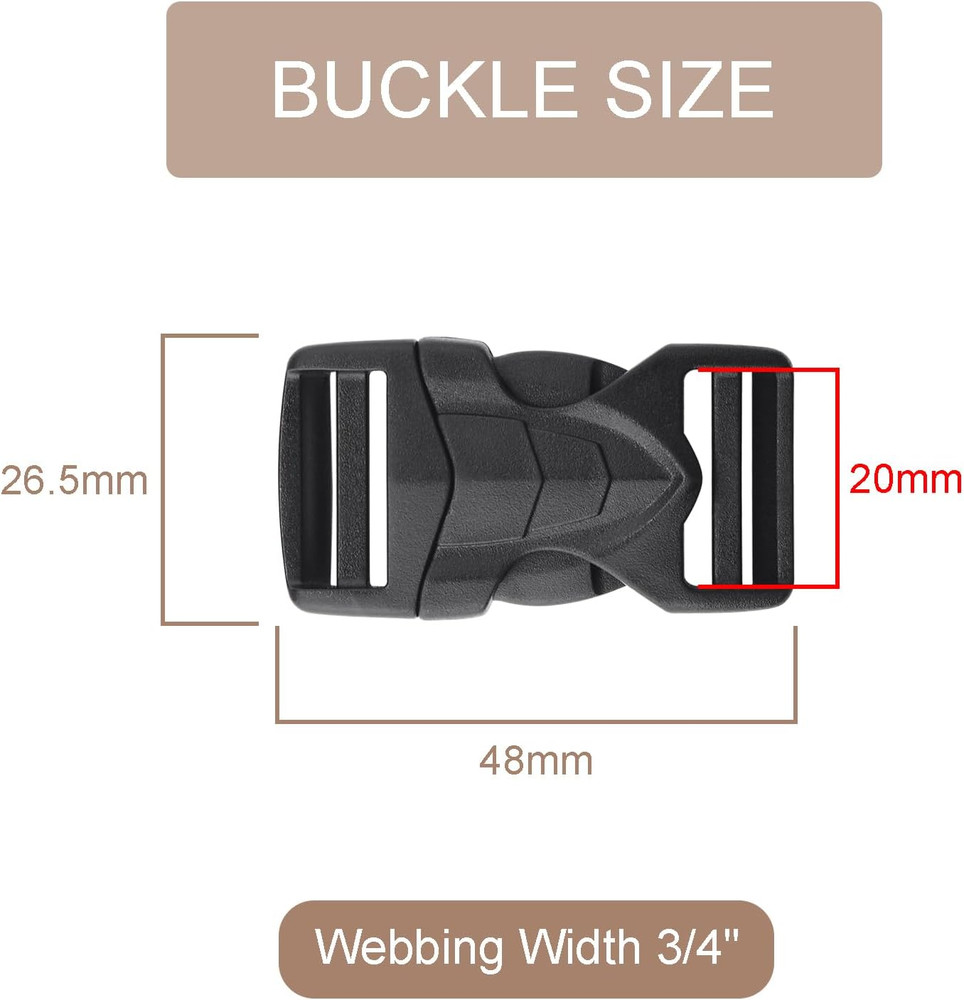 6 Pack 3/4" Buckles for Strap Quick Side Release Buckles Replacement, Backpac...