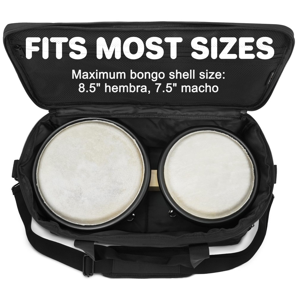Bongo Drum Bag — Standard Size — 3 Extra Pockets for Accessories, Removable P...