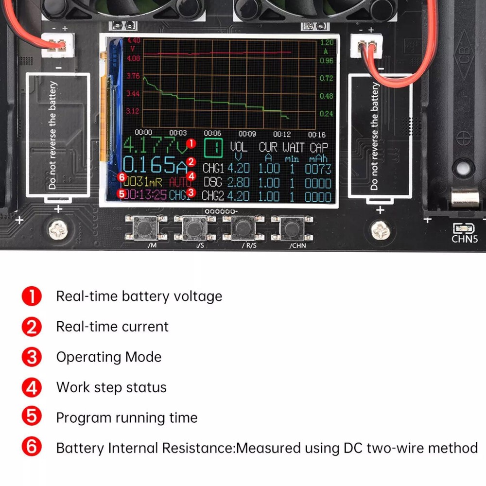 2.4in LCD Screen Internal Resistance Tester Built-in reverse protection