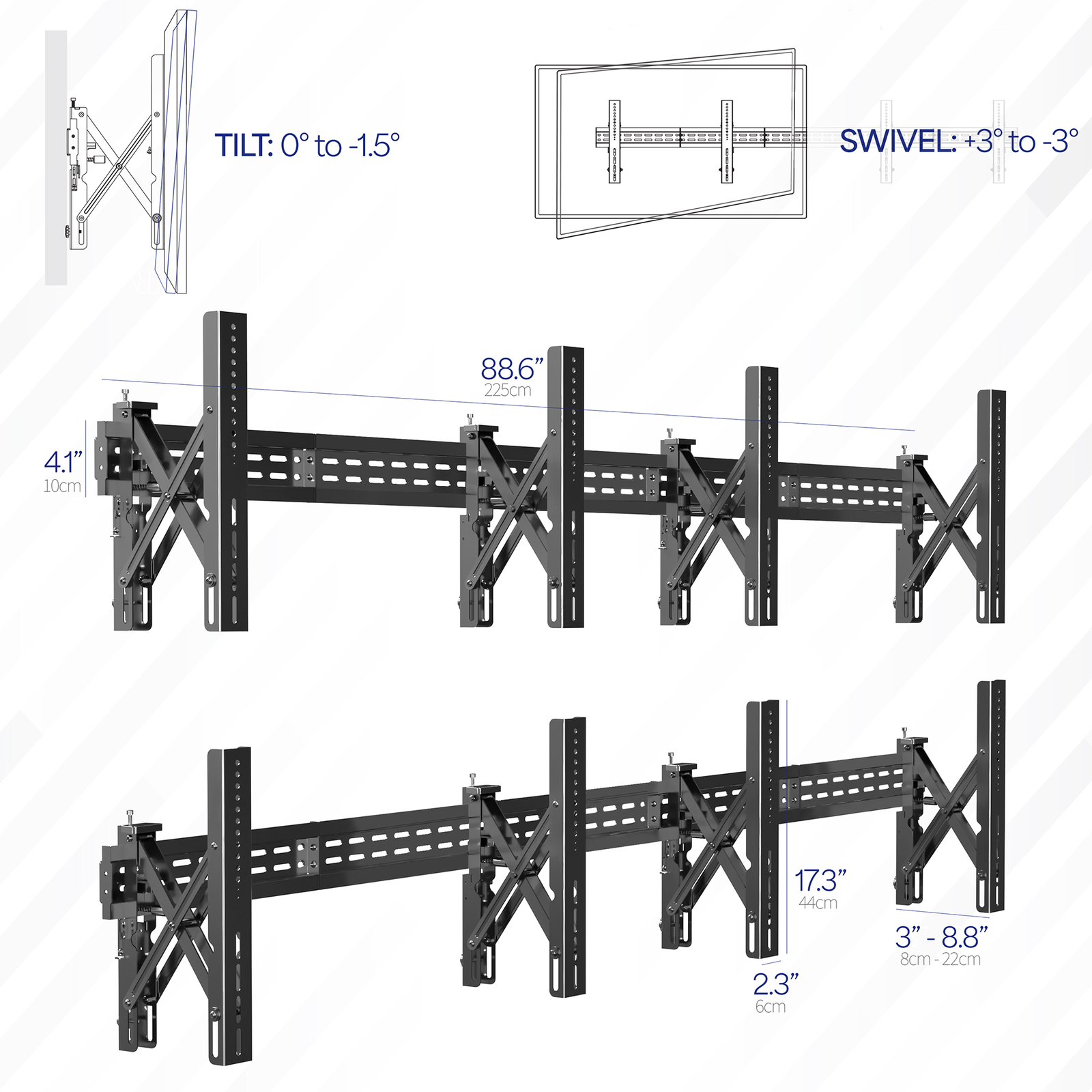 VIVO 2x2 Pop-Out Video Wall Mount (Fits 4 TVs) for 37” to 65” Plasma Screens