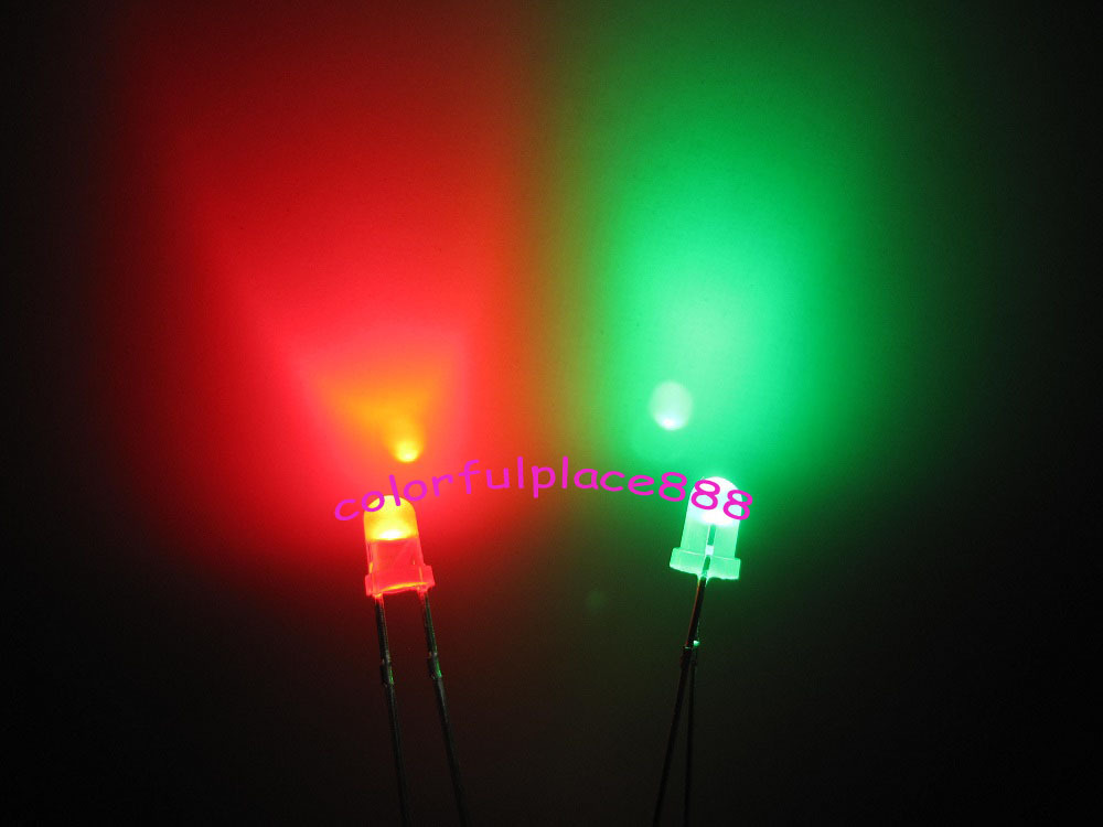 50pcs, 3mm Dual Bi Color Polar Changing Red/Green Led Diffused Leds + Resistors