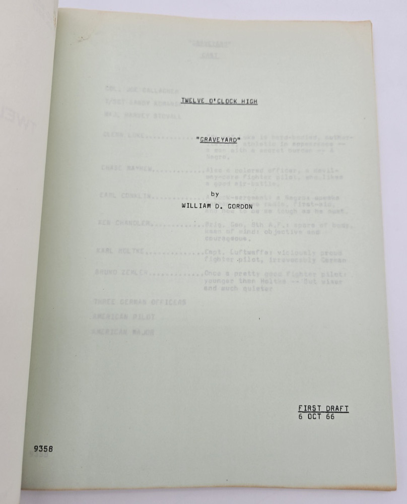 12 O'CLOCK HIGH / William D. Gordon 1966 TV Series Script, "Graveyard"