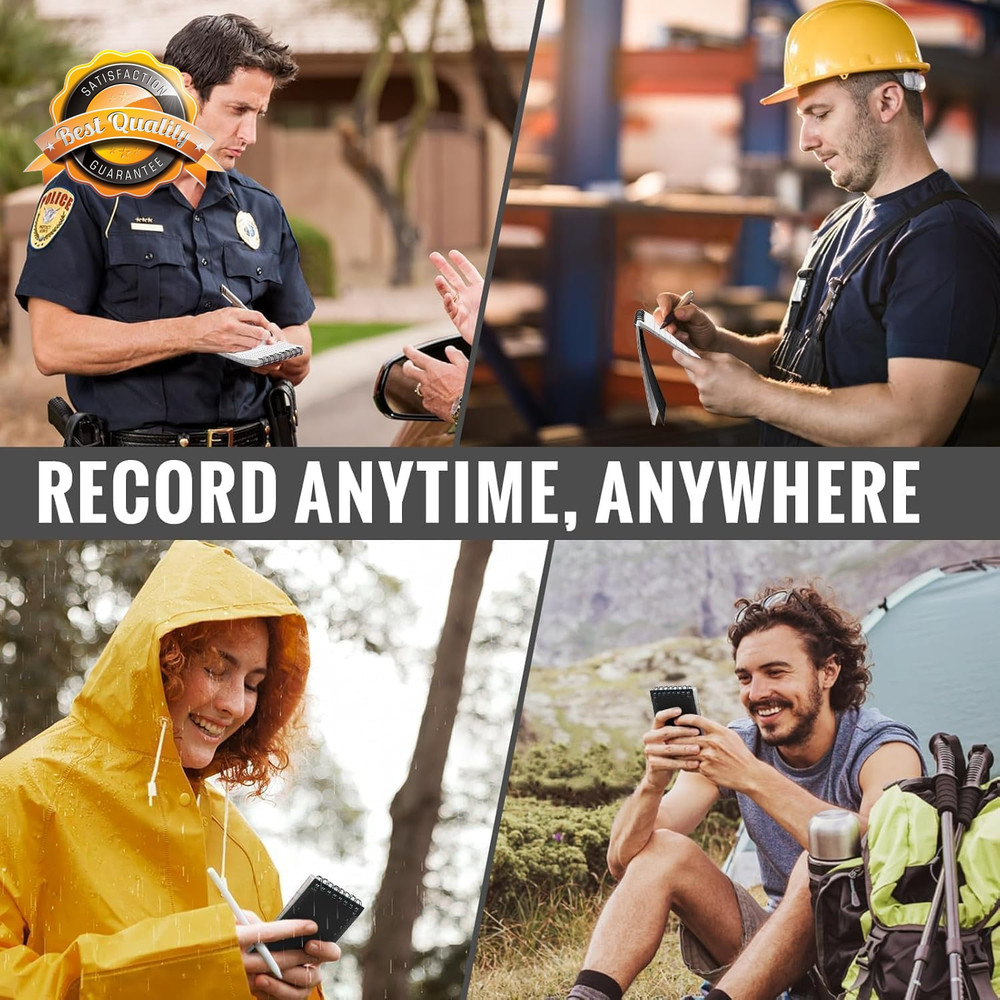 Waterproof Notebook Top-Spiral Pocket Notepad Weatherproof 3x5in 4pc