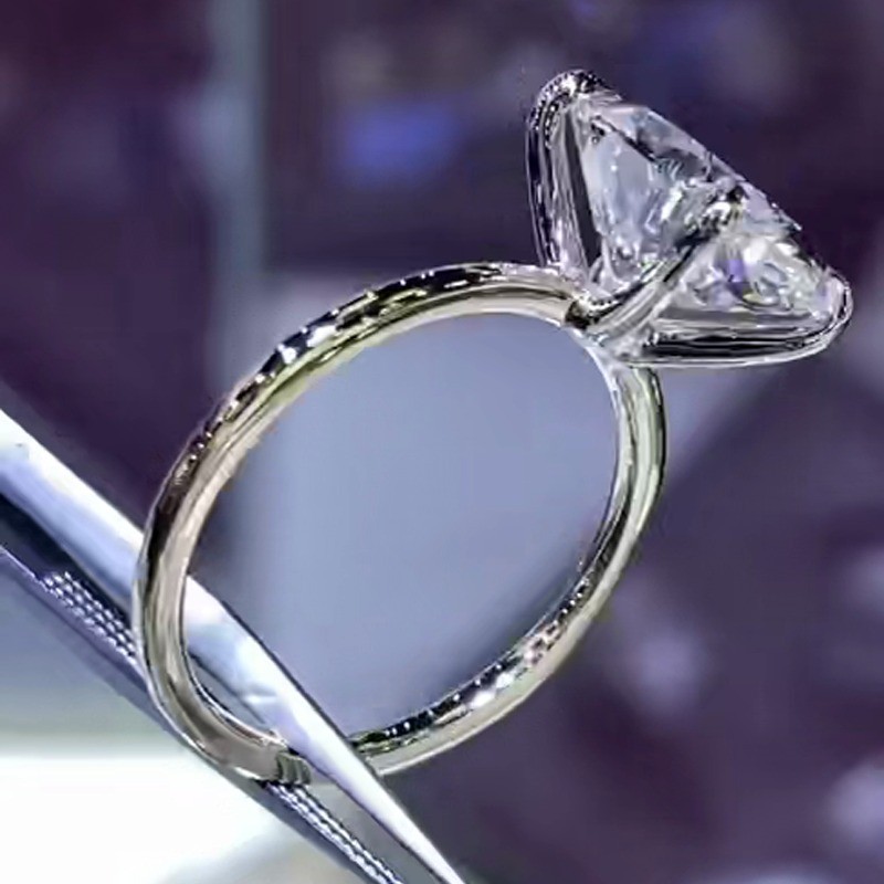 3.26CTW Oval Cut Moissanite Solitaire Engagement Ring In 14K White Gold Plated